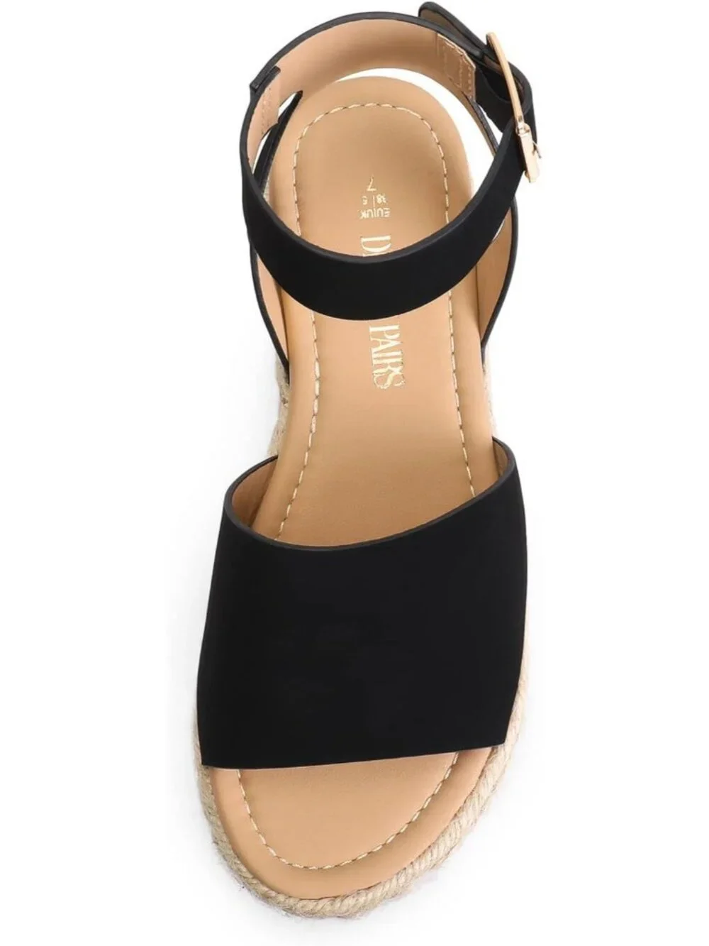 Women's Black Comfortable Platform Espadrilles Ankle Strap Wedge Sandal Shoes